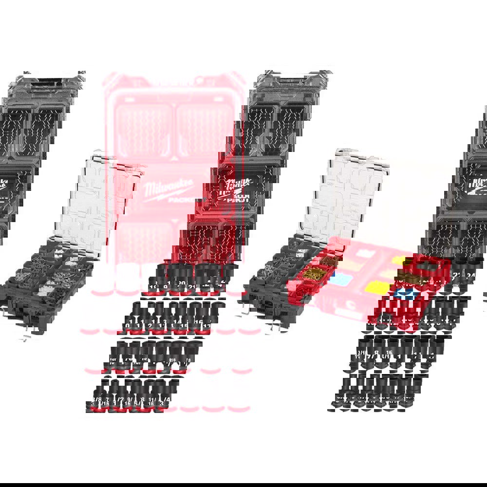 Socket Sets; Set Type: Impact ; Drive Size: 1/2 ; Minimum Size (Inch): 1/2 ; Minimum Size (mm): 10.00 ; Maximum Size (Inch): 1-1/16 ; Maximum Size (mm): 24.00